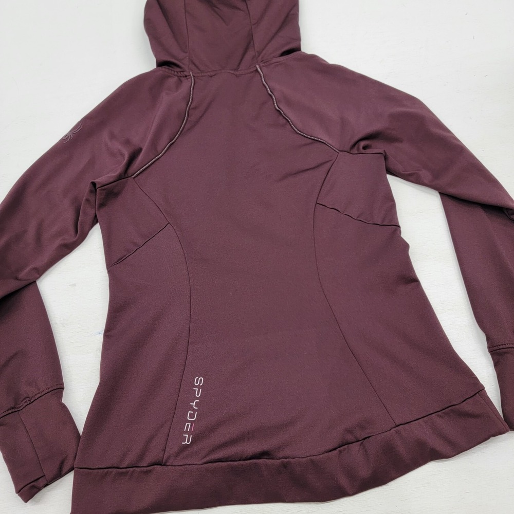 SPYDER JACKET WOMENS SZ‎ S MAROON WORKOUT RUNNING JACKET LONG SLEEVE FITTED EUC - Picture 7 of 9